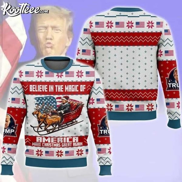 Trump Christmas Believe In The Magic Of America Ugly Sweater