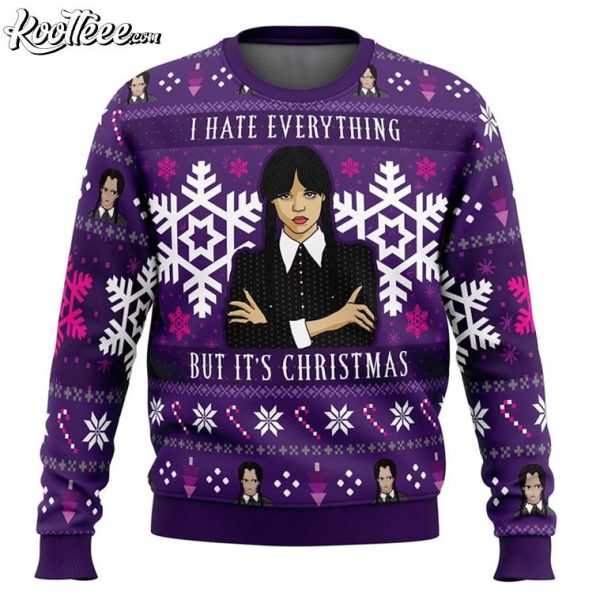 Wednesday Addams I Hate Everything But It’s Christmas Ugly Sweater