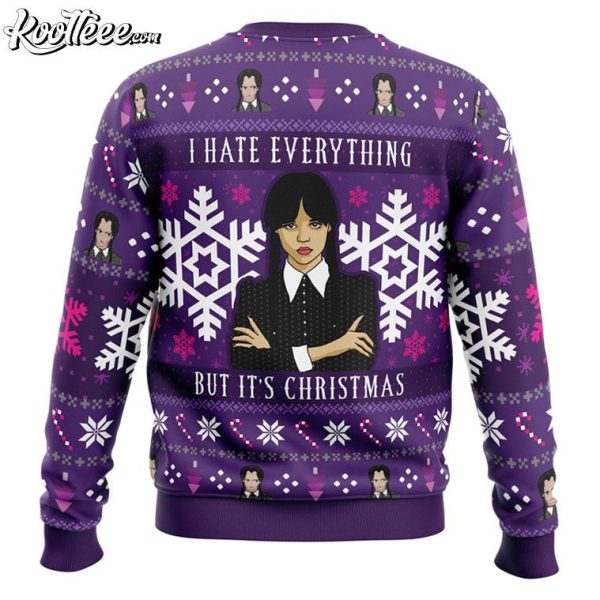 Wednesday Addams I Hate Everything But It’s Christmas Ugly Sweater