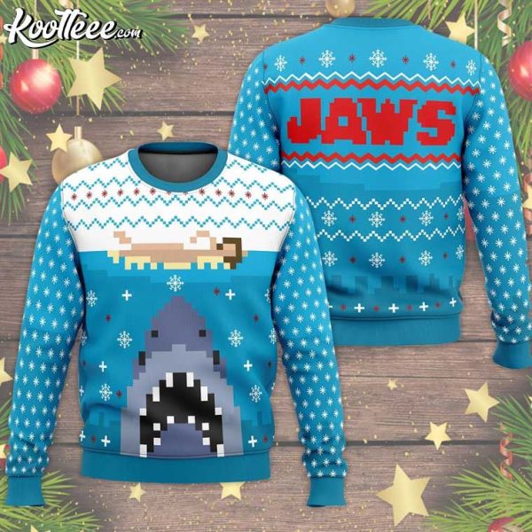 Jaws Blue Knitting Pattern Ugly Christmas Sweater