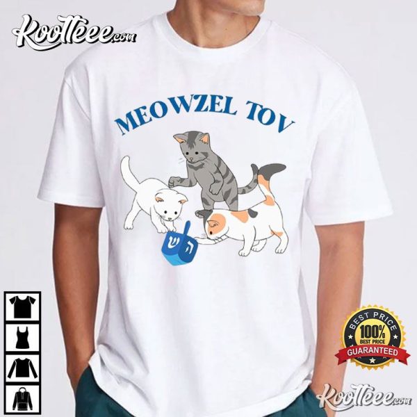 Meowzel Tov Hanukkah Cat Jewish Gift T-Shirt