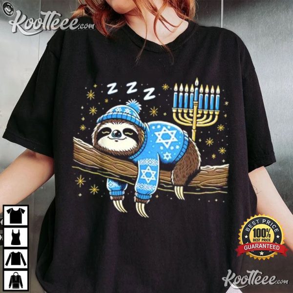 Hanukkah Sloth Sleeping Jewish Chanukah T-Shirt