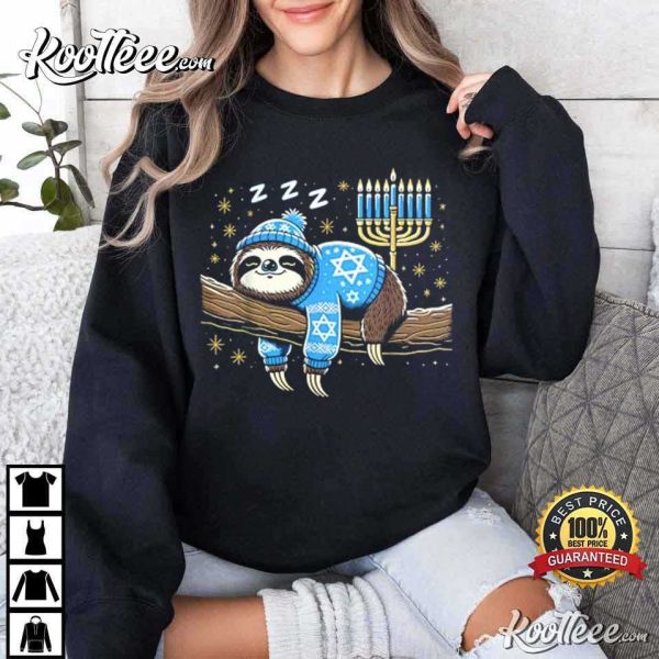 Hanukkah Sloth Sleeping Jewish Chanukah T-Shirt