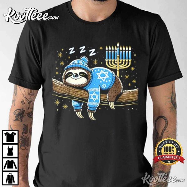 Hanukkah Sloth Sleeping Jewish Chanukah T-Shirt