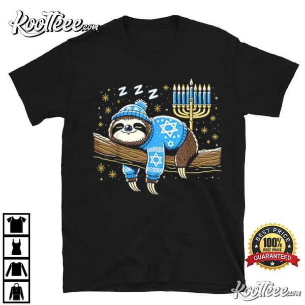 Hanukkah Sloth Sleeping Jewish Chanukah T-Shirt