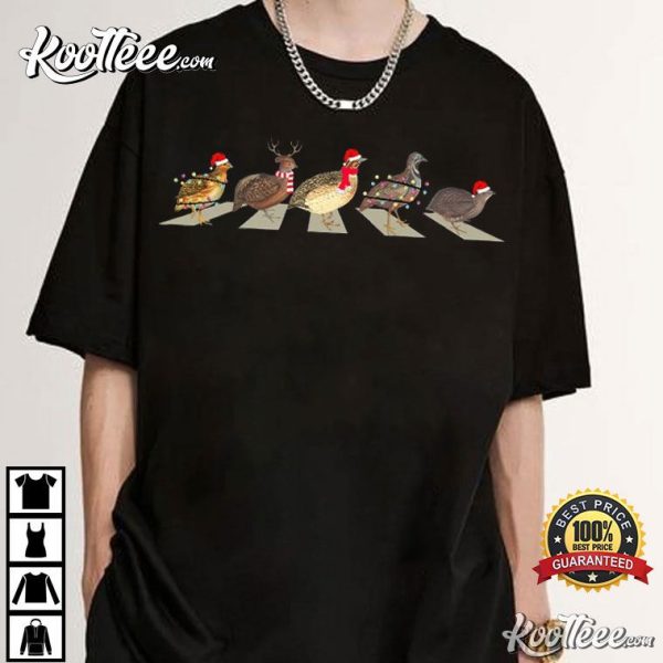 Quail Birds Christmas Abbey Road T-Shirt