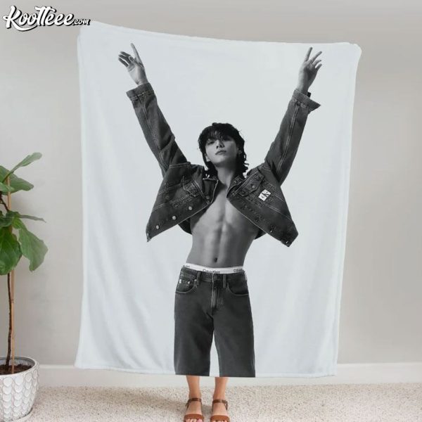 Jungkook Abs Photo Fleece Blanket