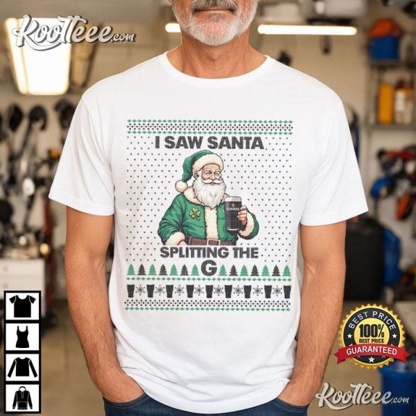 Guinness Santa Split The G Ugly Christmas T-Shirt