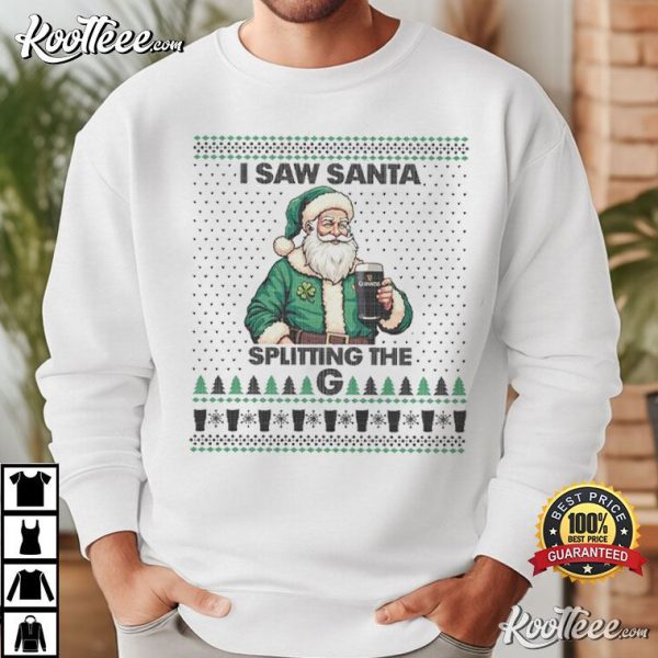 Guinness Santa Split The G Ugly Christmas T-Shirt