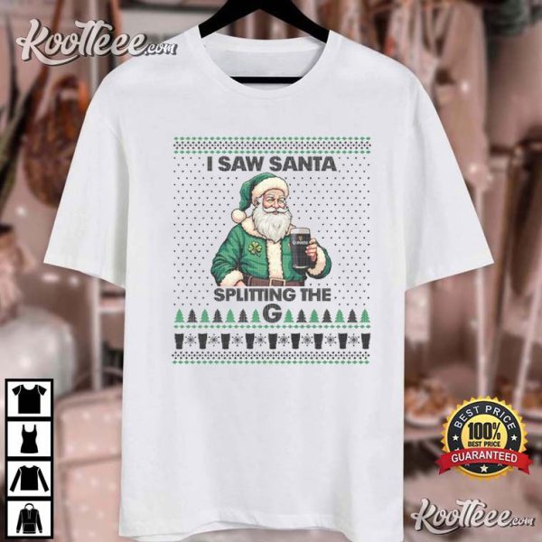 Guinness Santa Split The G Ugly Christmas T-Shirt