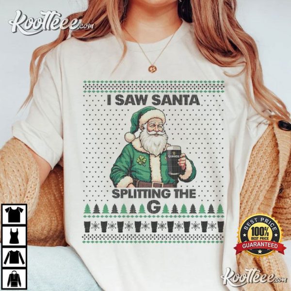 Guinness Santa Split The G Ugly Christmas T-Shirt