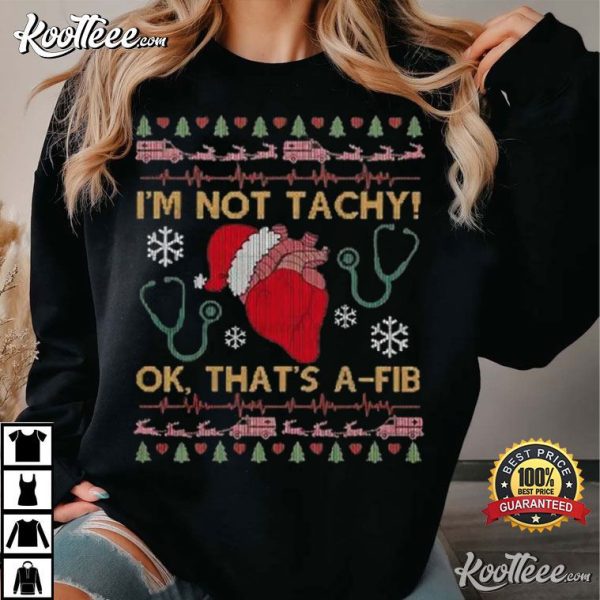 Cardiac Nurse Tachy Funny Cardiology Christmas T-Shirt