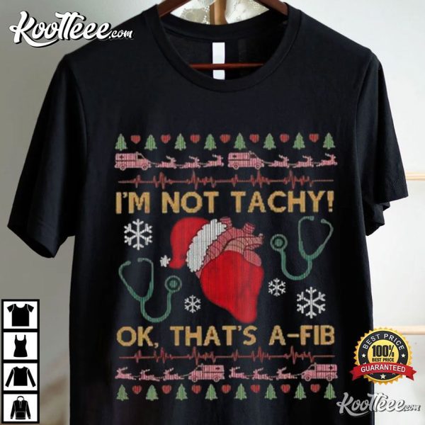 Cardiac Nurse Tachy Funny Cardiology Christmas T-Shirt