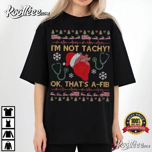 Cardiac Nurse Tachy Funny Cardiology Christmas T-Shirt