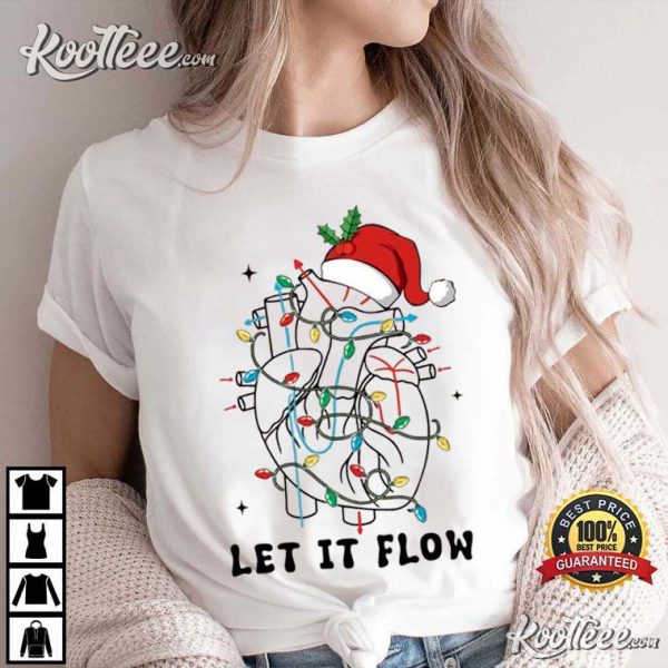 Cardiac Nurse Heart Anatomy Let It Flow Christmas T-Shirt