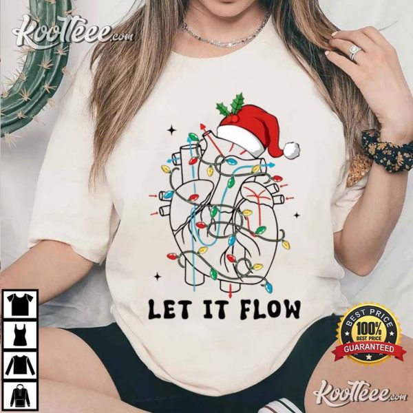 Cardiac Nurse Heart Anatomy Let It Flow Christmas T-Shirt