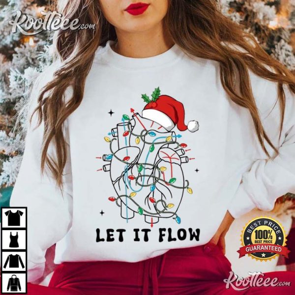 Cardiac Nurse Heart Anatomy Let It Flow Christmas T-Shirt