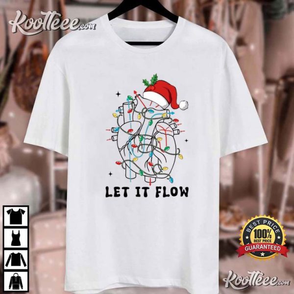 Cardiac Nurse Heart Anatomy Let It Flow Christmas T-Shirt