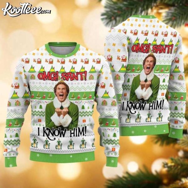 Elf Buddy Santa I Know Him Ugly Christmas Sweater