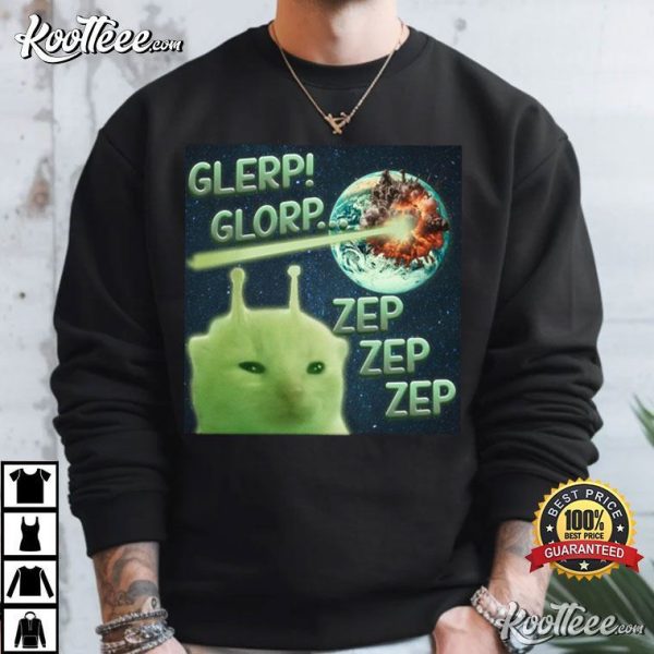 Funny Alien Cat Meme Glerp Glorp T-Shirt