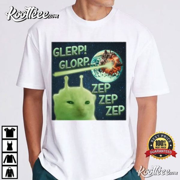 Funny Alien Cat Meme Glerp Glorp T-Shirt