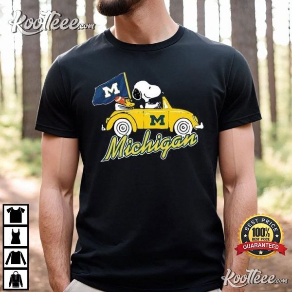 Michigan Wolverines Fan Snoopy Driving T-Shirt