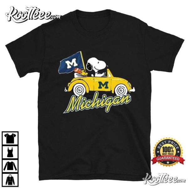 Michigan Wolverines Fan Snoopy Driving T-Shirt