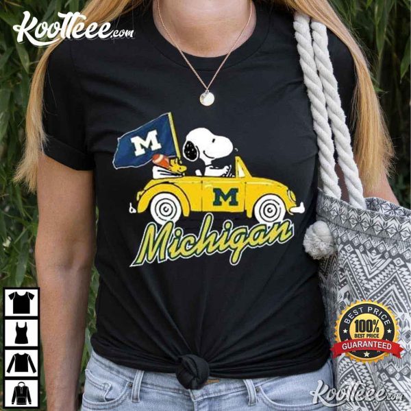 Michigan Wolverines Fan Snoopy Driving T-Shirt