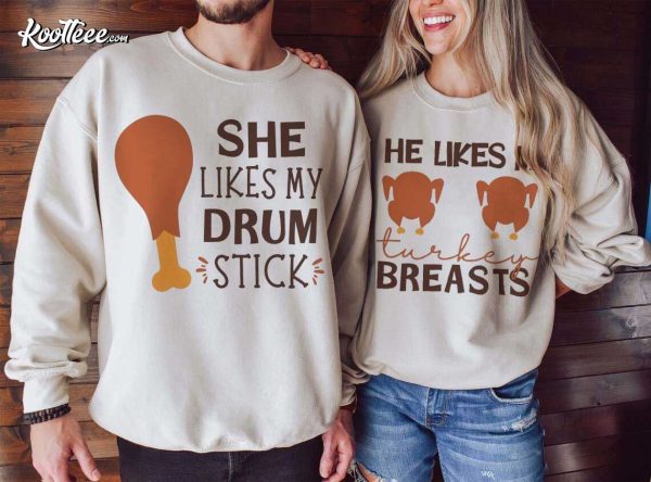 Turkey Breast Drum Stick Couple Thanksgiving Shirts