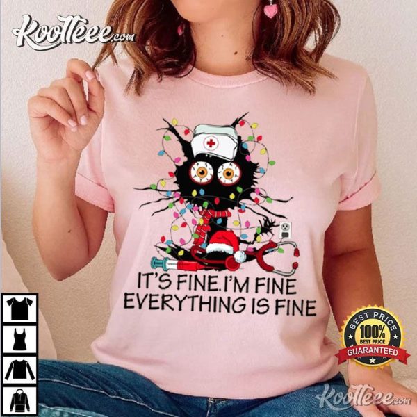 Christmas Nurse I’m Fine Everything Is Fine Funny Nicu T-Shirt