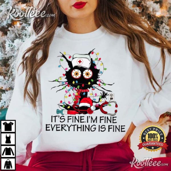 Christmas Nurse I’m Fine Everything Is Fine Funny Nicu T-Shirt