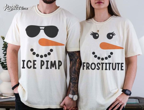 Funny Snowman Ice Pimp Frostitute Christmas Couple Shirts