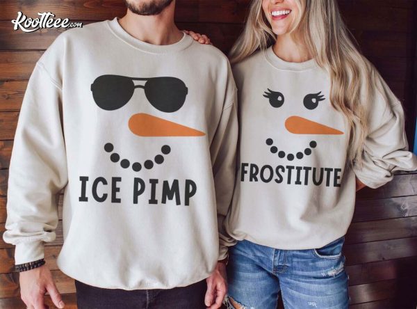 Funny Snowman Ice Pimp Frostitute Christmas Couple Shirts