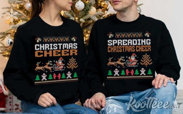 Spreading Christmas Cheer Couple Ugly Christmas Shirts