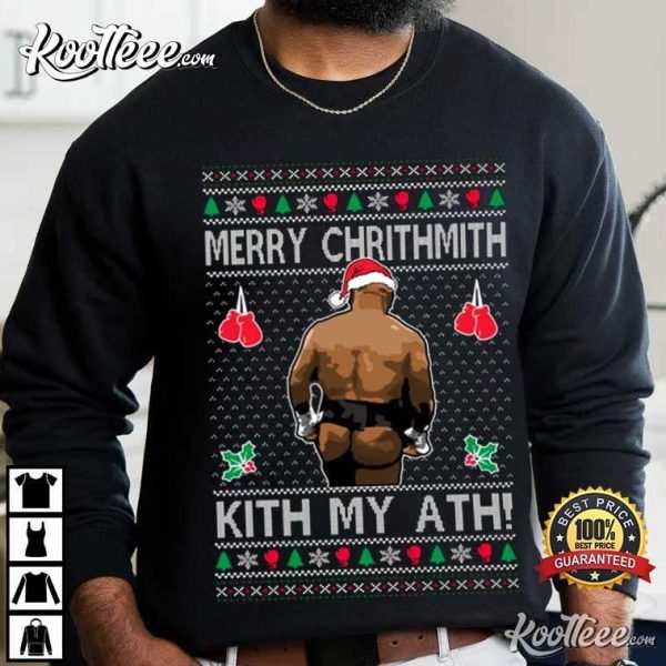 Mike Tyson Butt Merry Chrithmith Kith My Ath Christmas T-Shirt