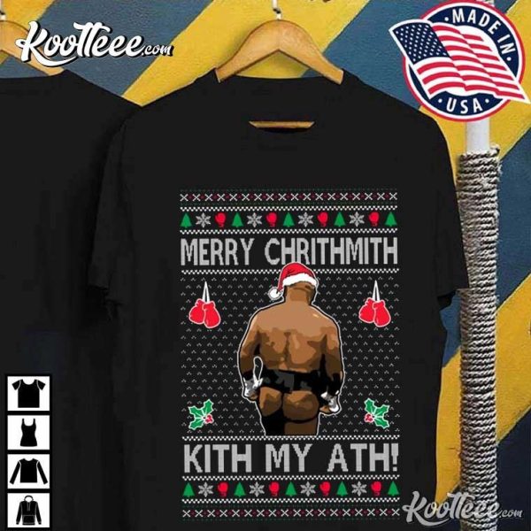 Mike Tyson Butt Merry Chrithmith Kith My Ath Christmas T-Shirt