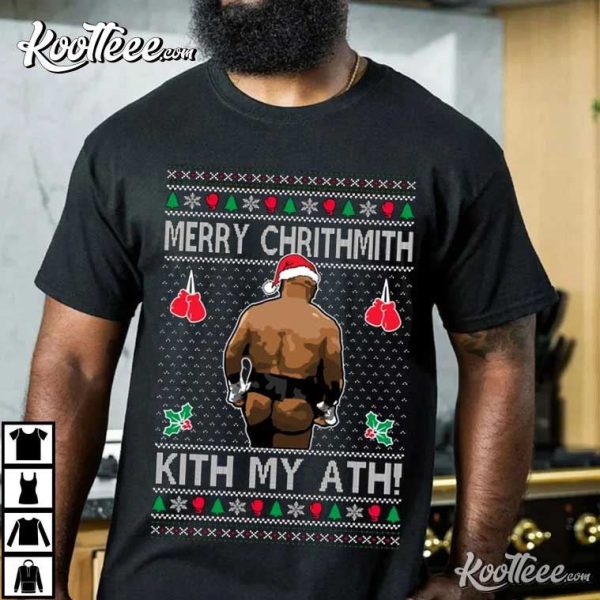 Mike Tyson Butt Merry Chrithmith Kith My Ath Christmas T-Shirt