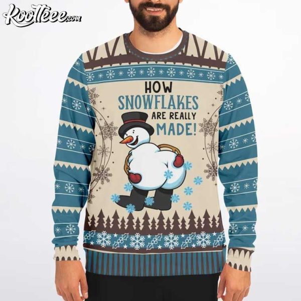 Snowman How Snowflakes Are Really Made Funny Ugly Christmas Sweater