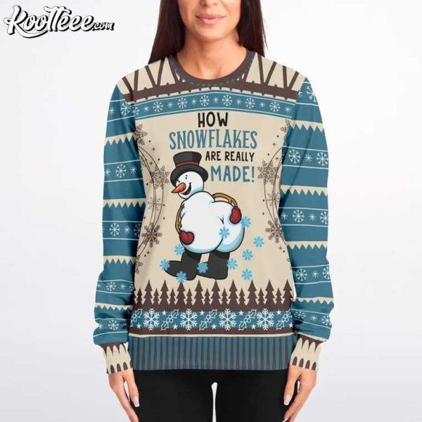 Snowman How Snowflakes Are Really Made Funny Ugly Christmas Sweater