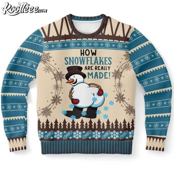 Snowman How Snowflakes Are Really Made Funny Ugly Christmas Sweater