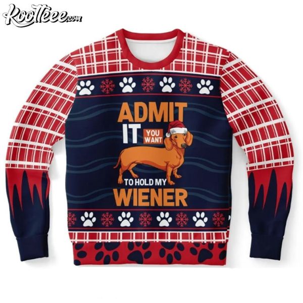 Hold My Wiener Dog Funny Ugly Christmas Sweater