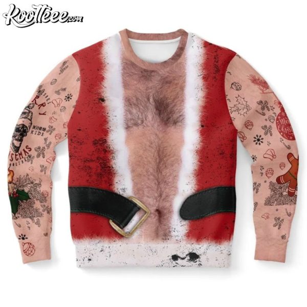 Hairy Chest Funny Santa Ugly Christmas Sweater