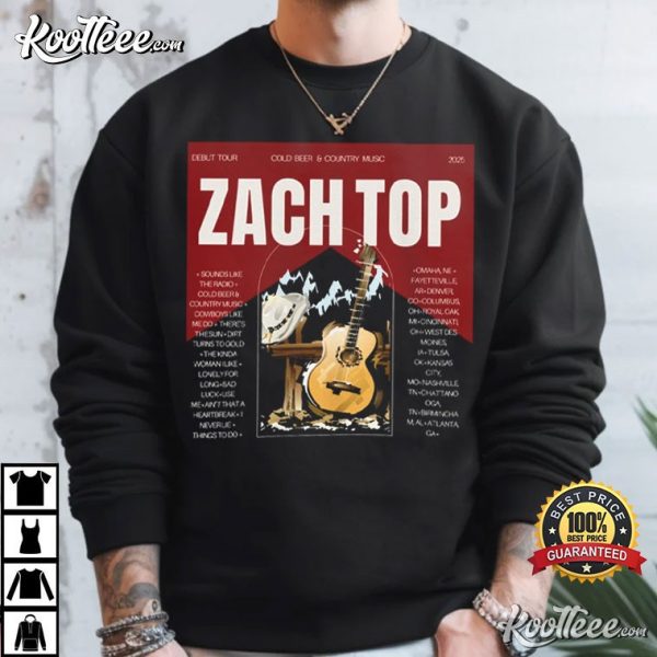 Zach Top Cold Beer And Country Music Tour 2025 Gift T-Shirt