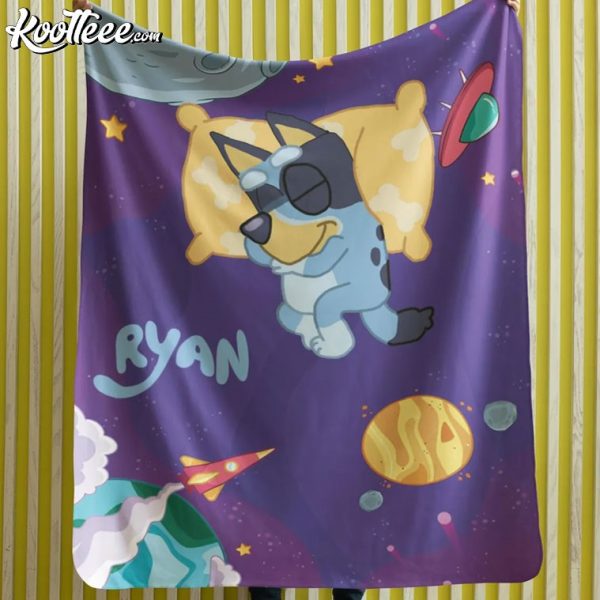 Bluey Night Galaxy Custom Name Fleece Blanket