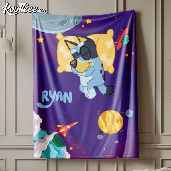 Bluey Night Galaxy Custom Name Fleece Blanket