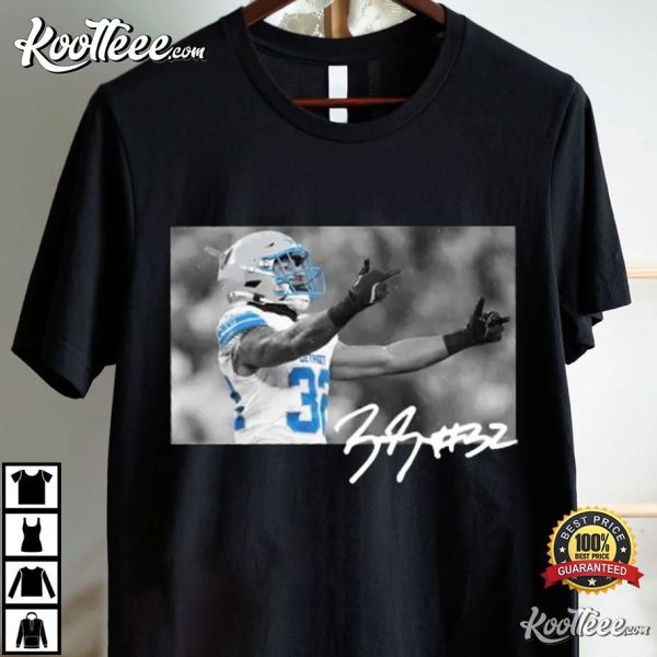 Brian Branch With Signature Detroit Lions Football T-Shirt