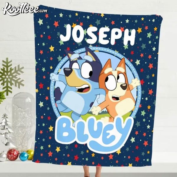 Bluey Gift For Kids Custom Name Fleece Blanket