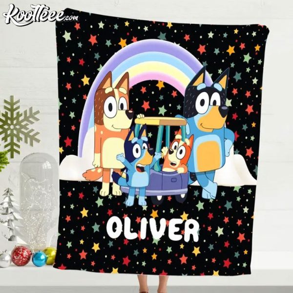 Bluey Family Gift For Kids Custom Name Fleece Blanket