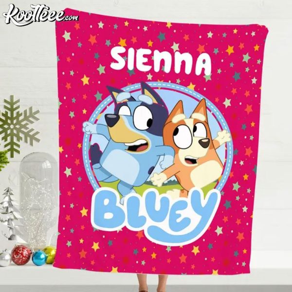 Bluey Gift For Girls Custom Name Fleece Blanket