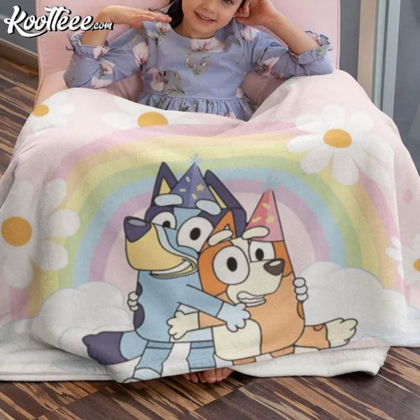 Pink Bluey Custom Name Kids Fleece Blanket